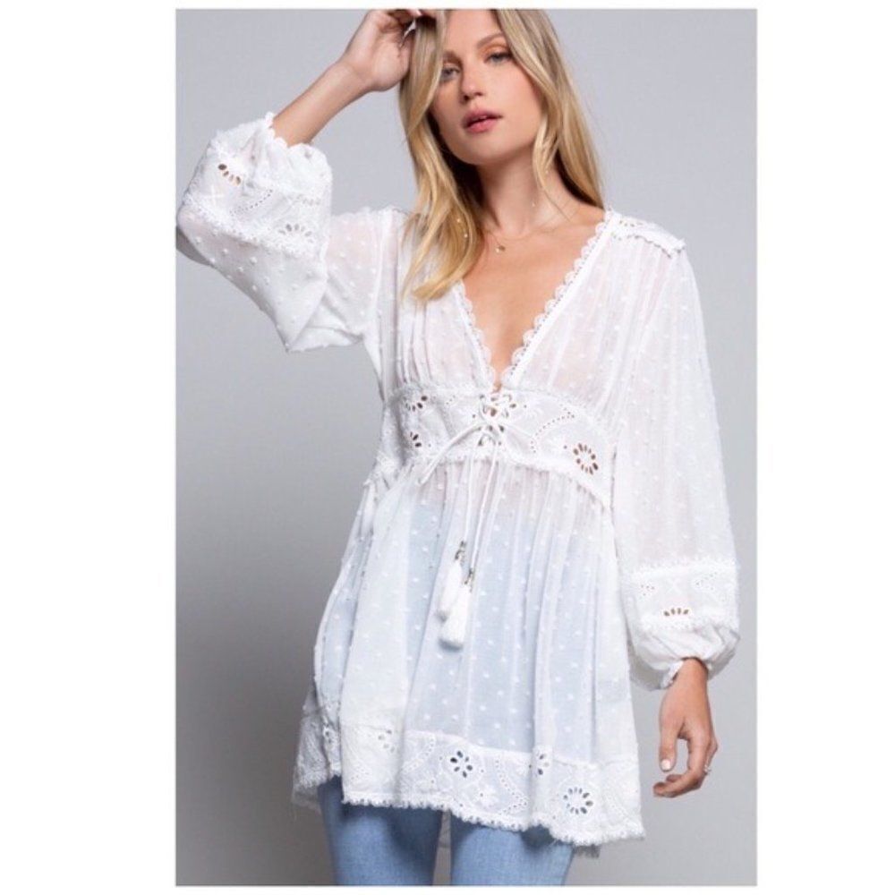 𝅺BABY  doll Tunic w/Lace Trim Detail - Picture 2 of 11